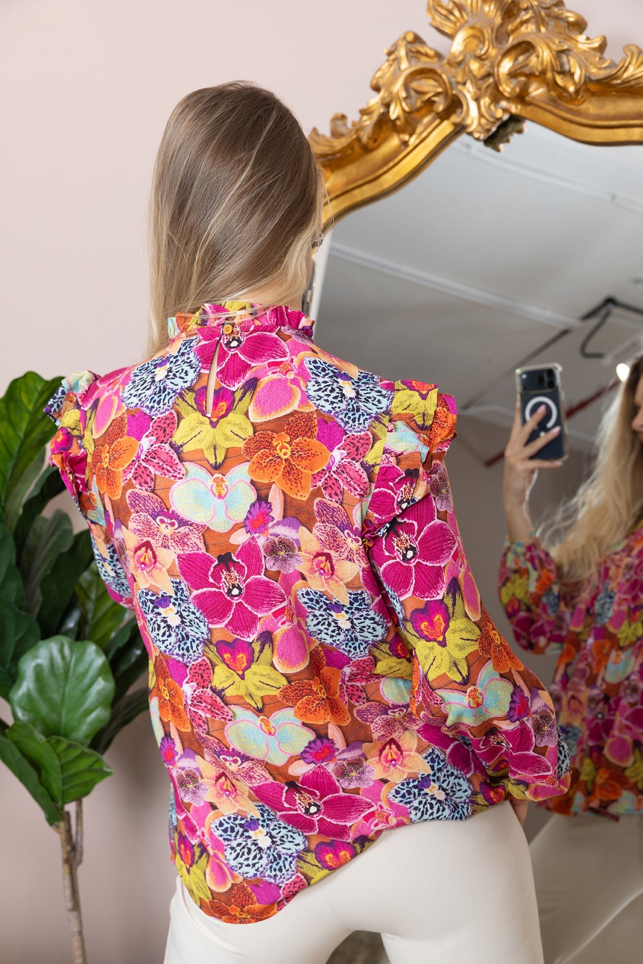 Chromaflora Highneck Top in Jungle Bloom