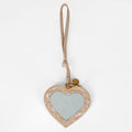 Loyal West HEART SHAPE BAG CHARM IN HAND FINISHED EMBOSSED LEATHER - WHITE