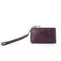 Myra Zidana Ethel Mini Veg Tanned Leather Wristlet in Rosa Maroon