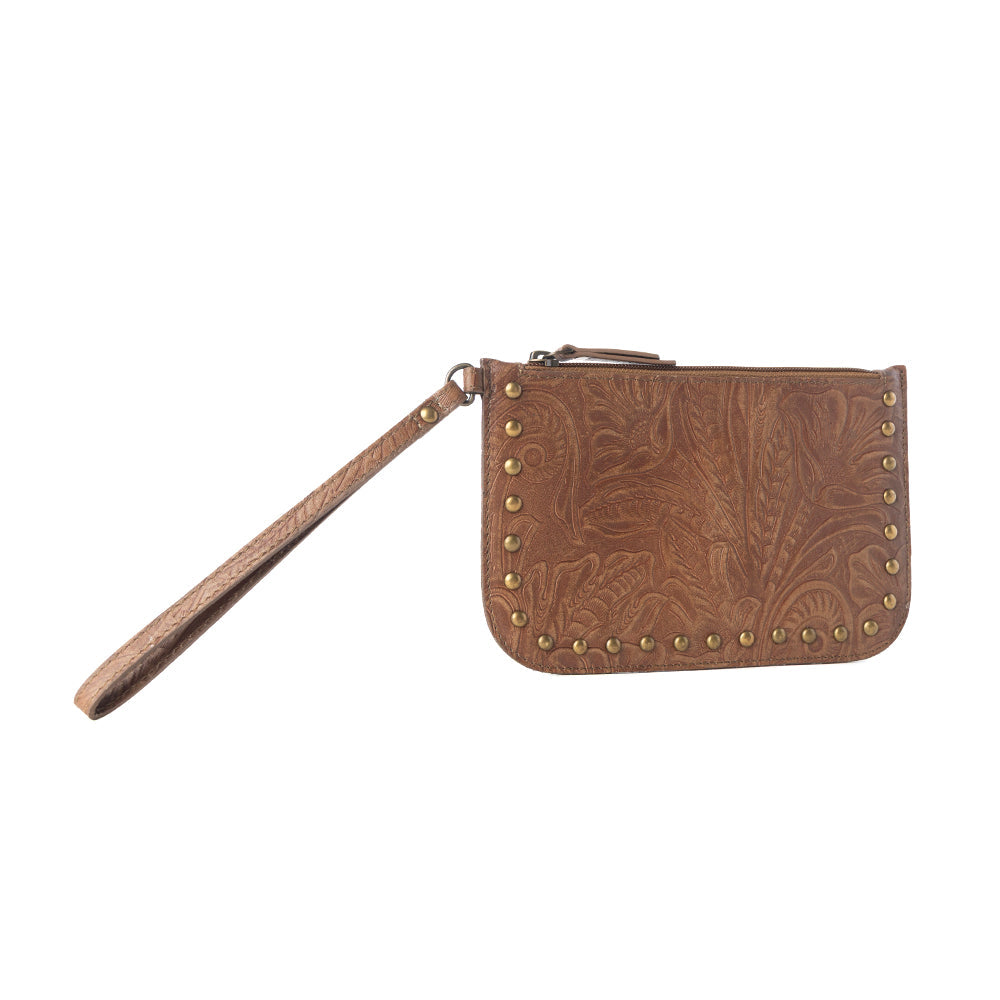 Myra Petalwild Western Wallet for Women in tan with embossed detail