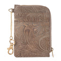 Myra Summer Grove Embossed Leather Credit Card Holder in Desert Taupe