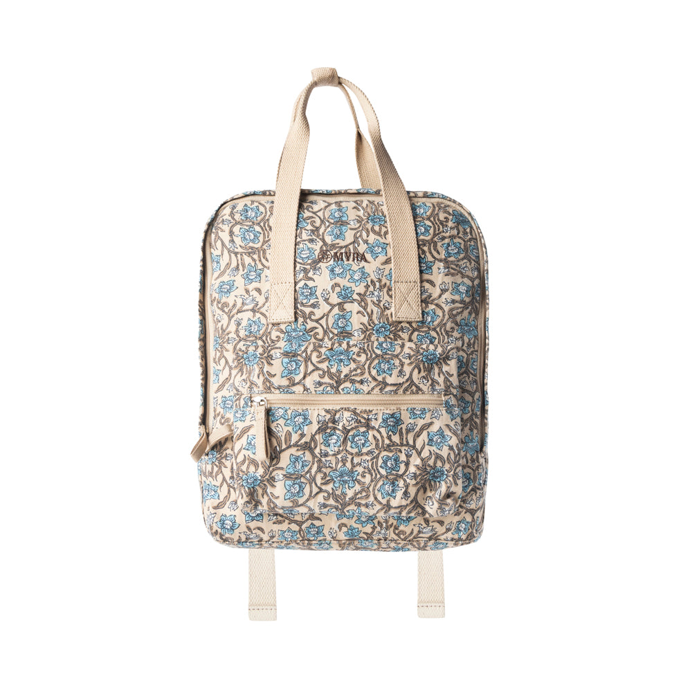 Myra Pine Meadow Cotton & Leather Crossbody Bag in Natural & Blue Floral