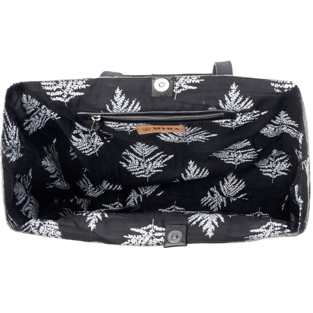 Myra Billyjean Western denim Tote Bag for Women in denim black with leather detail