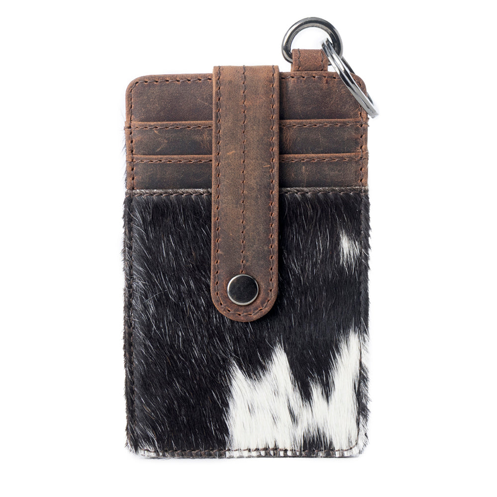 Myra Roper Card Holder for Women in black with hair-on detail