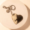 Myra Speckle Belle Heart Key Fob for Women in black with hair-on detail for everyday western carry