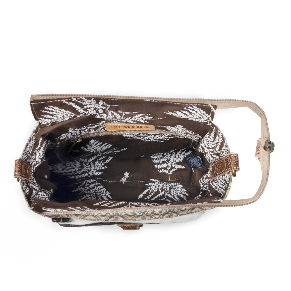 Myra Tribal Pony Western Crossbody Bag for Women in olive with hairon detail